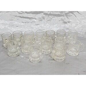 15 Qty Vintage Federal Glass Beer Mug Shot Glass Miniature Barware mixed lot